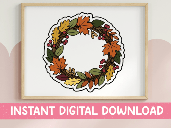 Autumn Wreath Fall Leaves Sticker: A Design Essential