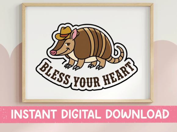 Bless Your Heart Armadillo Sticker: Southern Charm in Vector Art