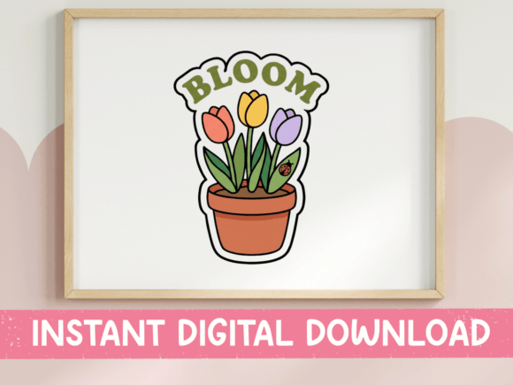 Bloom Tulip Pot Spring Sticker: A Fresh Asset for Seasonal Design