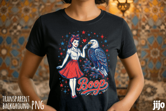 Boop Patriotic Eagle Retro PNG: A Vintage Design Asset
