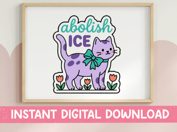 Cute Meets Cause: The Abolish ICE Cat Protest Sticker Design