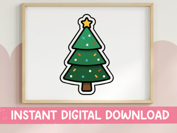 Kawaii Christmas Tree Sticker: A Charming Design Asset