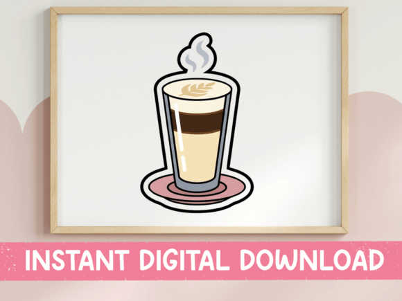 Latte Glass Kawaii Coffee Sticker: A Designer's Asset