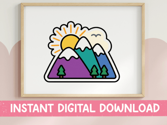 Mountain Sunset Adventure Sticker: A Design Asset for Visual Storytelling