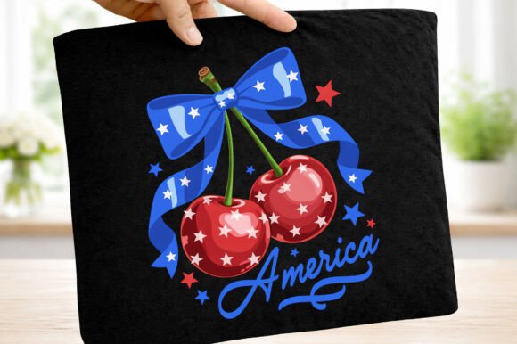 Patriotic Cherry America Coquette Bow: A Design Asset for Impact