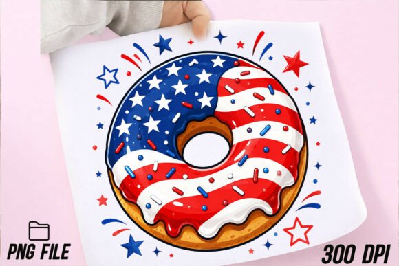USA Donut Sublimation: A Sweet Patriotic Design Asset